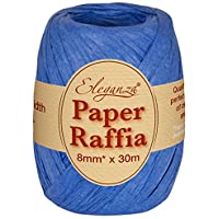 Eleganza 8 mm x 30 m bobinas de Rafia Rango de medición de o para Hacer Manualidades y de Regalo- No. 18 Azul
